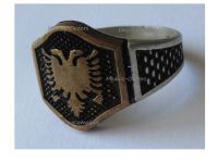 Albania WWII Double Headed Eagle Ring for the Albanian Volunteer Regiments of the Italian Army 1939 1943, Silver 925
