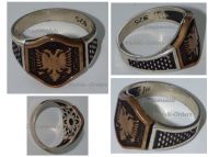 Albania WWII Ring with the Double Headed Eagle for the Albanian Volunteer Regiments of the Italian Army 1939 1943 Silver 925