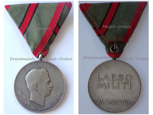Austria Hungary WWI Wound Medal Laeso Militi for Single Wound in Silvered Bronze