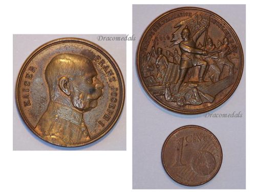 Austria Hungary WWI Patriotic Table Medal for the Campaign vs France & Russia Kaiser Franz Joseph 1914 Signed M&WST