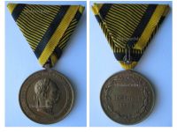 Austria Hungary Commemorative Medal for the Campaigns Prior to 1873, Marked Z, Type VIII in Bronze Gilt - RARE VARIATION