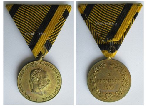 Austria Hungary Commemorative Medal for the Campaigns Prior to 1873, Marked TS, Type V, Ball Suspender in Bronze Gilt - RARE VARIATION