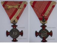 Austria Hungary Silver Merit Cross Viribus Unitis 1849 with Swords by Wilhelm Kunz