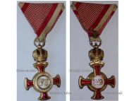 Austria Hungary Gold Merit Cross with Crown Viribus Unitis 1849 by Bachruch