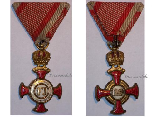 Austria Hungary Gold Merit Cross with Crown Viribus Unitis 1849 by K. Bohm