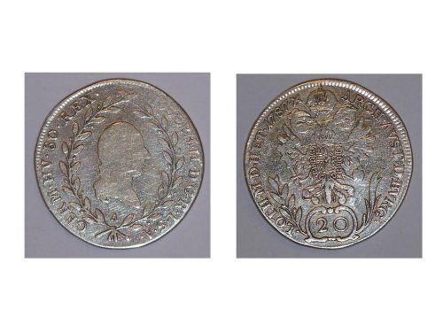 Austria Hungary KuK 20 Kreuzer Coin 1787 A silver Kaiser Franz I (II) Habsburg Austro Hungarian Empire