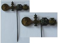 Germany Austria Hungary WWI 4 Medal Stickpin (Tapferkeit Bravery Medal, Gold Merit Cross w Crown, Hindenburg. Kaiser Karl's Cross of the Troops) MINI
