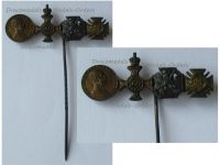 Germany Austria Hungary WWI Set of 4 Medals (Austrian Hungarian Bronze Tapferkeit Bravery Medal, Gold Merit Cross with Crown Viribus Unitis, Kaiser Karl's Cross of the Troops, German Hindenburg Cross with Swords) Stickpin MINI 