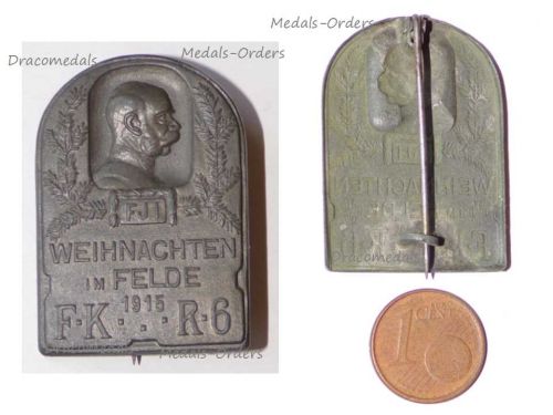 Austria Hungary WWI Cap Badge Weihnachten im Felde FK R6 FJI Christmas on the Front 1915 6th Field Artillery Regiment Kaiser Franz Joseph by BSW