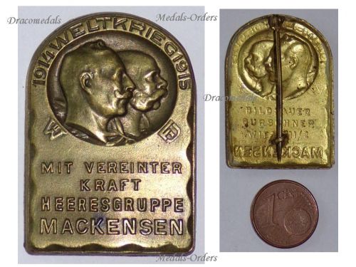 Austria Hungary WWI Cap Badge Mackensen Army Group Mit Vereinten Kraft (With Joint Forces) 1914 1915 by Gurschner