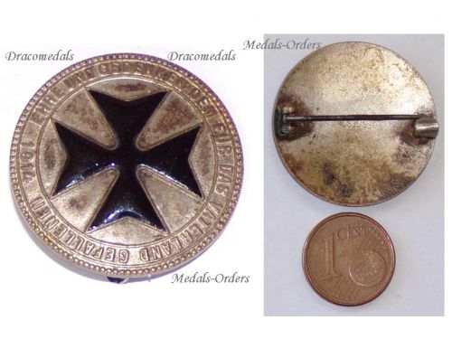 Austria Hungary Germany WWI Cap Badge Black Cross Ehre und Gedenken Den Fur Das Vaterland Gefallenen 1914 Marked Ges. Gesh