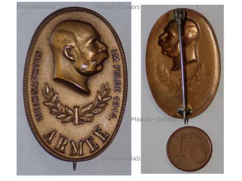 Austria Hungary WWI Cap Badge Weihnachten im Felde KuK 1st Army Group Christmas on the Front 1914 Kaiser Franz Joseph