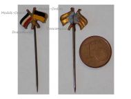 Austria Hungary WWI Cap Badge Central Powers Flags Stickpin