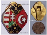 Austria Hungary WWI Cap Badge with the Central Powers Flags and the Imperial Eagles Lapel Pin Marked BS&Co