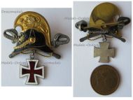 Austria Hungary WWI Cap Badge Officer Helmet of the KuK Dragoon Cavalry Regiments with Crossed Swords and Iron Cross