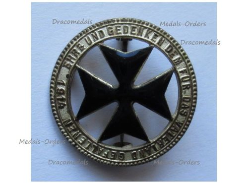 Austria Hungary Germany WWI Cap Badge Black Cross Ehre und Gedenken Den Fur Das Vaterland Gefallenen 1914 (Remembrance & Honor to the Fallen for the Fatherland) Marked Ges. Gesh Cut Out Type