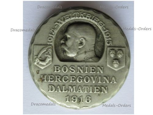 Austria Hungary WWI Cap Badge Bosnia Herzegovina Dalmatia 1916 by Gurschner in Nickel