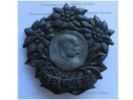 Austria Hungary WWI Mourning Cap Badge for the Death of Kaiser Franz Joseph 1848 21 XI 1916 with Edelweiss Wreath 