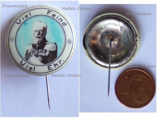 Austria Hungary Germany WWI Cap Badge King Ludwig III of Bavaria Viel Feind Viel Ehr