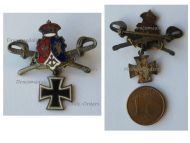 Austria Hungary WWI Cap Badge Polish Legion with Crossed Swords Iron Cross and the Coat of Arms of the Polish Lithuanian Ruthenian Commonwealth