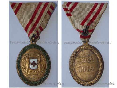 Austria Hungary WWI Red Cross Bronze Merit Medal with War Decoration 1864 1914