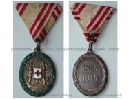 Austria Hungary WWI Red Cross Silver Merit Medal 1864 1914 with War Decoration by V. Mayers