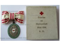 Austria Hungary WWI Red Cross Silver Merit Medal with War Decoration 1864 1914 by G.A. Scheid on Ladies Bow for Female Recipients Boxed