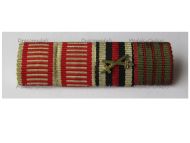 Austria Hungary Germany WWI Ribbon Bar of 4 Medals (Iron Cross 1916, Bravery Medal, Wound Medal Laeso Militi for 3 Wounds, German Hindenburg Cross)