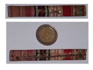 Germany WWII Ribbon Bar of 6 Medals (Austrian Annexation, Bravery, Hungarian Pro Deo et Patria Medal, Hindenburg, Kaiser Karl's Cross of the Troops)