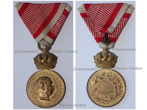 Austria Hungary WWI Signum Laudis Military Merit Medal with Crown Bronze Class Kaiser Franz Joseph 1886 1916