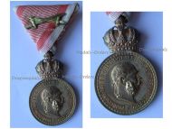 Austria Hungary WWI Signum Laudis Military Merit Medal with Crown & Swords Bronze Class Kaiser Franz Joseph 1886 1916
