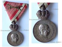 Austria Hungary WWI Signum Laudis Military Merit Medal with Crown & Swords Silver Class Kaiser Franz Joseph 1911 1916 in Silvered Bronze