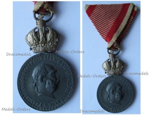 Austria Hungary WWI Signum Laudis Military Merit Medal with Crown Silver Class Kaiser Franz Joseph 1911 1916 in Zinc