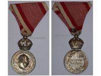 Austria Hungary WWI Signum Laudis Military Merit Medal with Crown Silver Class Kaiser Franz Joseph 1911 1916 in Silvered Zinc