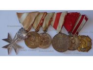 Austria Hungary WWI 6 Medal Set (Order of Merit Silver Cross, WW1 Commemorative, Defense of Tirol, Medal of Honor for 40 Years of Service, 1st & 2nd Austrian Republic, Jubilee Medals for the 50th & 60th Anniversary of Kaiser FJ Reign 1848 189