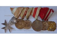 Austria Hungary WWI 6 Medal Set (Order of Merit Silver Cross, WW1 Commemorative, Defense of Tirol, Medal of Honor for 40 Years of Service, 1st & 2nd Austrian Republic, Jubilee Medals for the 50th & 60th Anniversary of Kaiser FJ Reign 1848 189