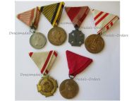 Austria Hungary WWI 6 Medal Set (Silver Bravery, Karl's Cross, Commemorative, Campaigns prior 1873, Jubilee Medals of Kaiser FJ Reign 1848 1898 1908)