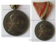 Austria Hungary WWI Silver Fortitudini Medal for Bravery 1st Class Kaiser Karl 1917 1918 by Kautsch Marked by the Vienna Mint