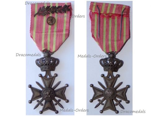 Belgium WWI War Cross 1914 1918 with Bronze Lion Palms of King Albert