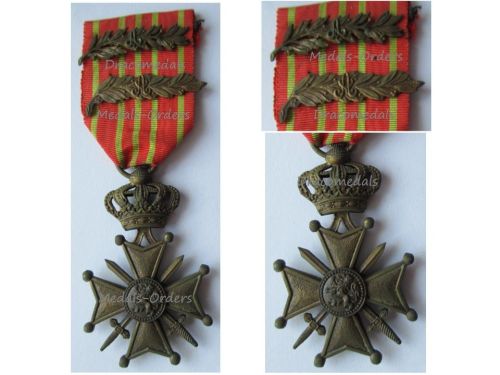 Belgium WWI War Cross 1914 1918 with 2 Palms of King Albert