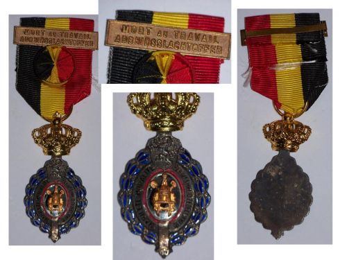 Belgium Habilete Moralite Labor Merit Medal 1st Class with Clasp Death on the Job Bilingual 1958