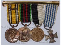 Belgium WWII Set of 4 Medals (WW2 City of Ghent Resistance Medal, WWII Armed Resistance Medal, WWII Commemorative Medal with Swords, WW2 Cross of Political Prisoners) MINI