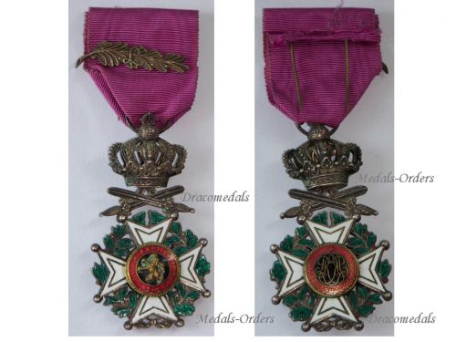 Belgium WWII Order of Leopold I Knight's Cross Military Division with King Leopold's III Silver Palms