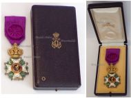 Belgium Order of Leopold I Officer's Cross Civil Division Bilingual 1952 Boxed by DeGreef