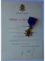 Belgium Belgian Congo WWI Order of Leopold II Officer's Cross Bilingual with Diploma Dated 1961