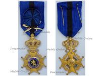 Belgium Order of Leopold II Officer's Cross with Swords 1952 Bilingual