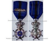 Belgium WWII Order of Leopold II Knight's Cross with King Leopold's III Silver Palms L Maker Marked Silver 900