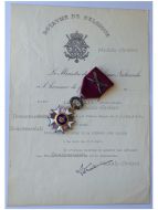 Belgium WWII Order of the Crown Knight's Star with Swords & Diploma