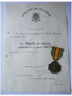 Belgium WWII Military Combatant's Cross 1940 1945 with Diploma