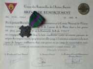Belgium WWII Recognition Cross of the Fraternal Unions of the Secret Army Bronze Class with Diploma